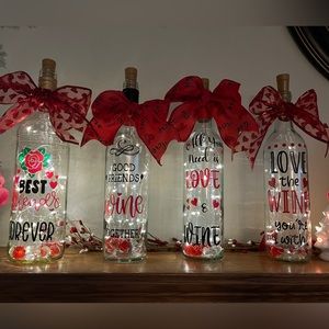 Valentine Love Upcycled lighted wine bottle